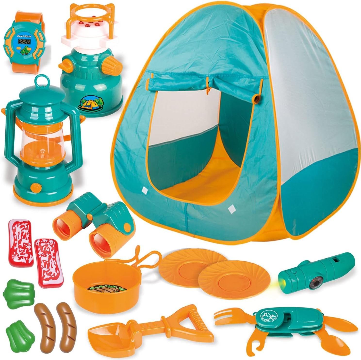 Pop Up Tent with Kids Camping Gear Set Kids Play Tent Outdoor Toys Camping Tools Set for Kids