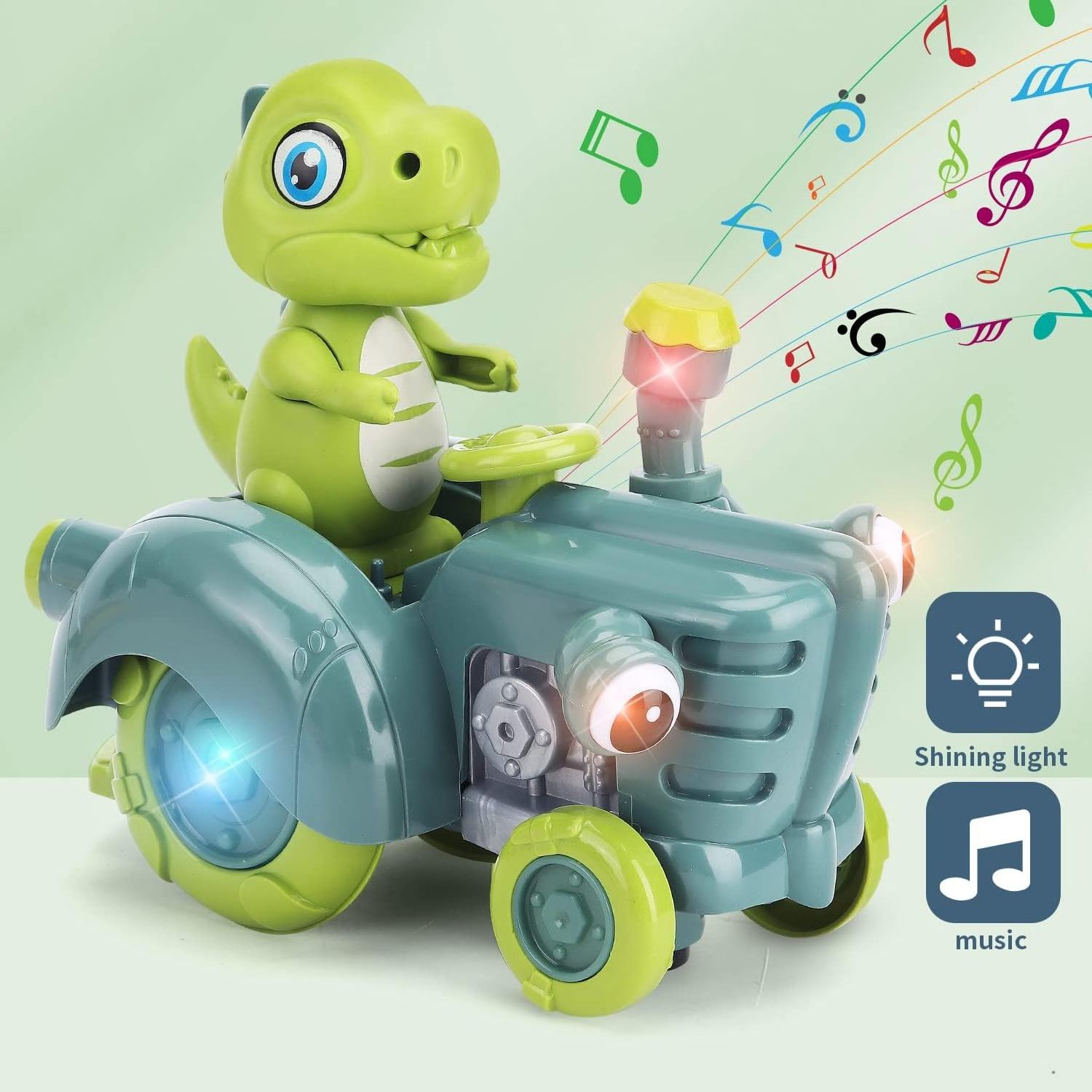 Electric Musical Dinosaur Baby Car for Kids Toys with Toddler Educational Toys Gifts with Lights Sounds Ring Toss Throwing Game