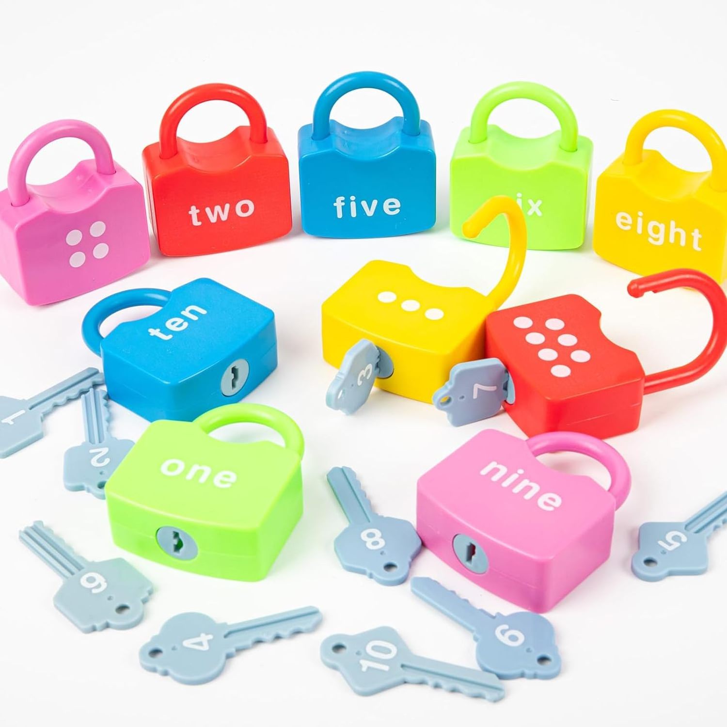 Learning Locks with Keys 123 Dots Numbers Matching and Counting Montessori Educational Toys for Kids Preschool Games Gifts