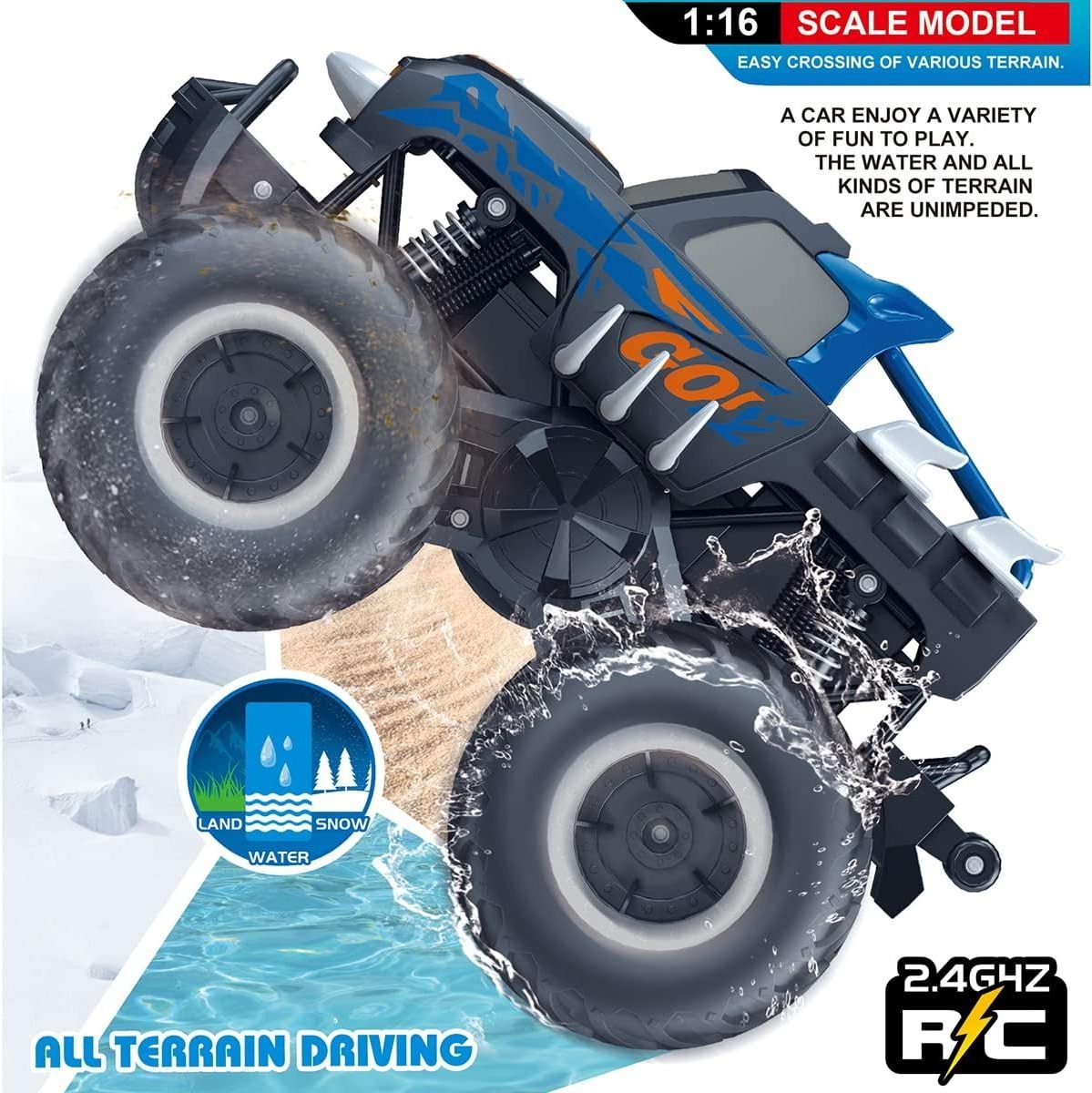 1:16 Pick-up Toys RC Car Truck Toys Remote Control Cars Body Waterproofing Suitable for All Terrain 4WD Off-Road Car Gifts