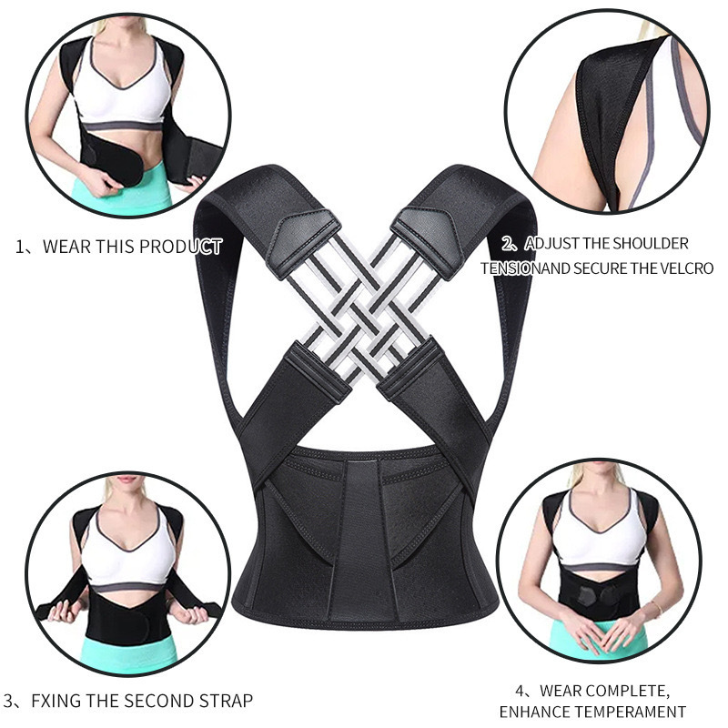 2024 Adjustable Back Shoulder Straightener Full Back Support Belts Posture Corrector Back Brace For Women And Men