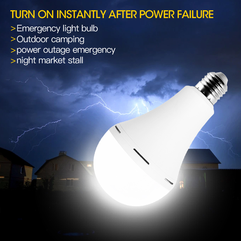 Rechargeable emergency led bulb lights A60 7w 9w 12w 15w bombillo E27 lampada lithium battery emergenty bulb lighting