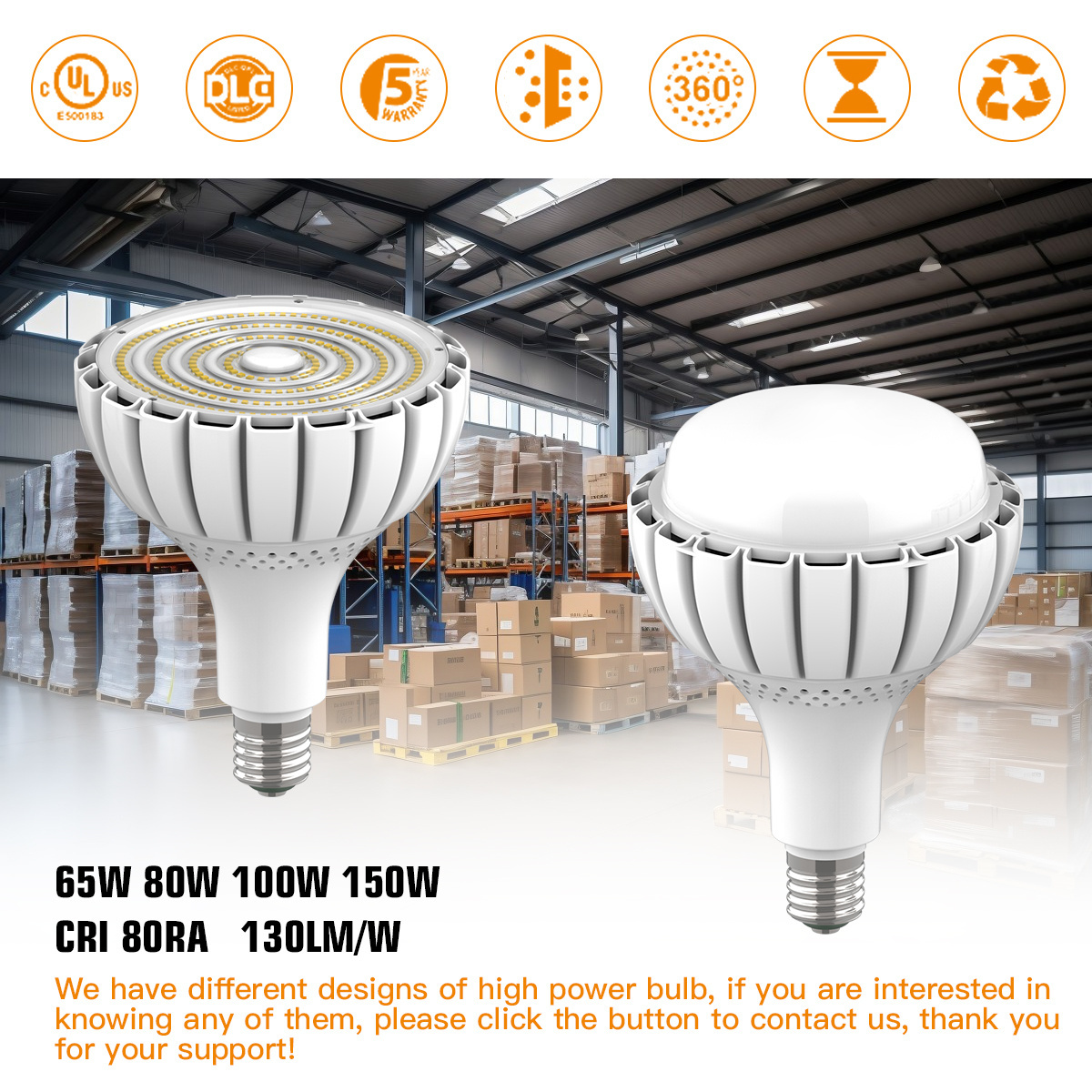 Super Brightness LED Industrial Highbay Light 100W 150W Canopy Luminaire 130lm/w 3 years warranty High Bay Light Fixture Lamp