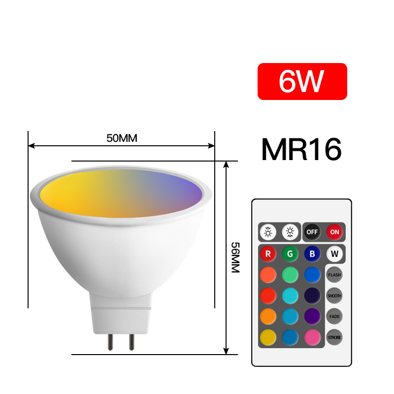 RGB Bulb GU10 MR16 GU5.3 LED bulb remote color changeable 6W RGBCW GU10 Bulb Light