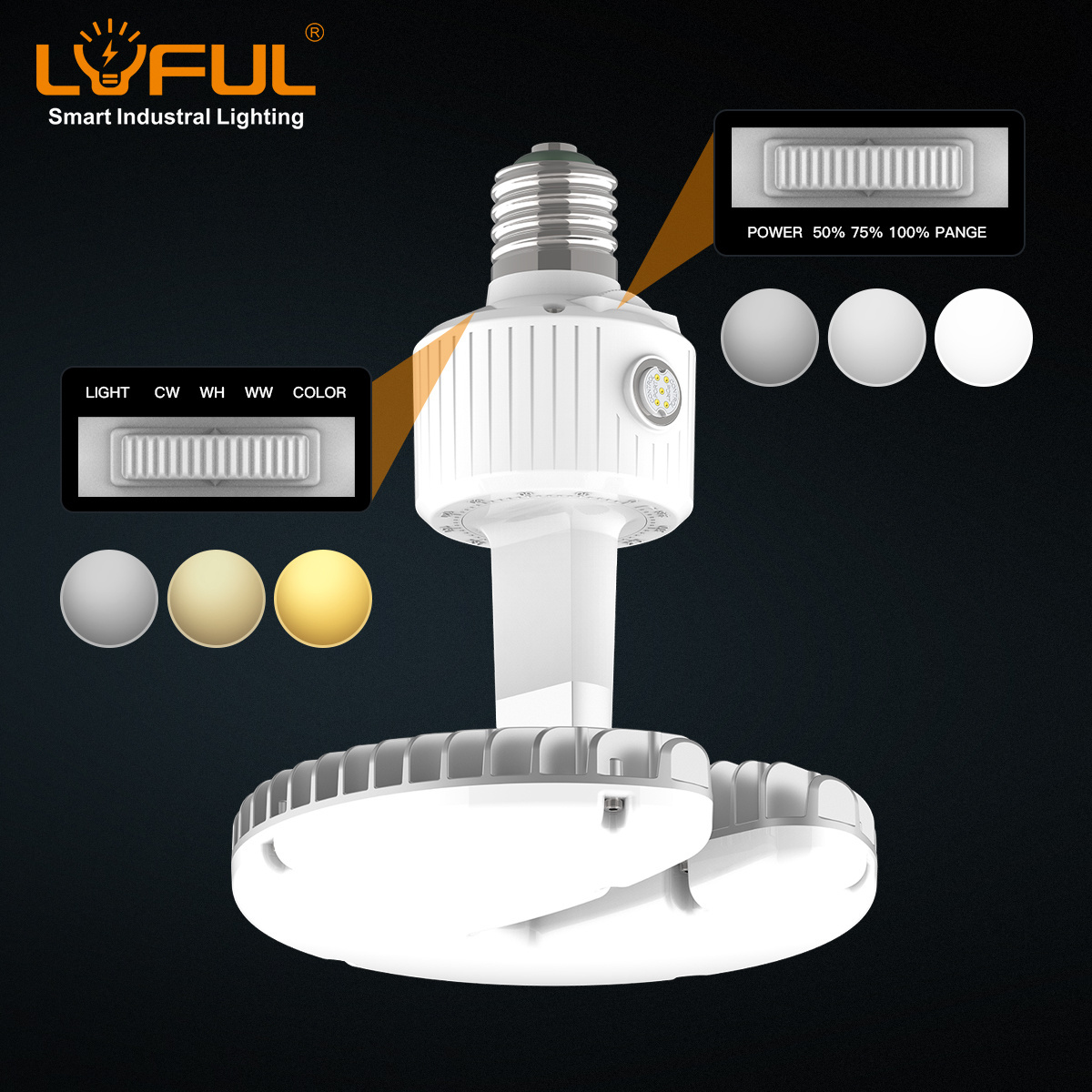 New Angle Adjustment Post Top High Bay Light UFO LED Bulb Light 80W 100W 120W Smart Control IR Radar Photocell Sensor