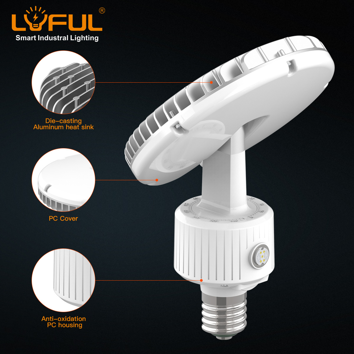 New Angle Adjustment Post Top High Bay Light UFO LED Bulb Light 80W 100W 120W Smart Control IR Radar Photocell Sensor