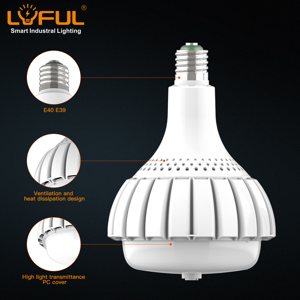 Large Mogul Base E40 led high mast lights bulb 65w for Warehouse