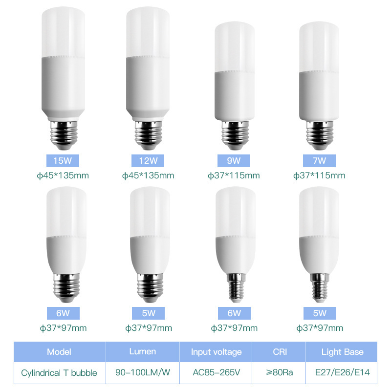 China Manufacturing T37 7W 9W E27 B22 PC Plastic Raw Material Skd LED Bulb Lights Parts Mini T Bulb