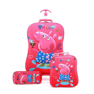 SHENGMING Wheeled School Bags for kids 6D Trolley Backpack Children Travel Luggage 3pcs sets