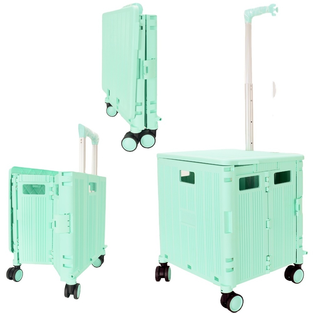 High Quality Lightweight PP Folding Storage Shopping Hand Cart Trolley Cart