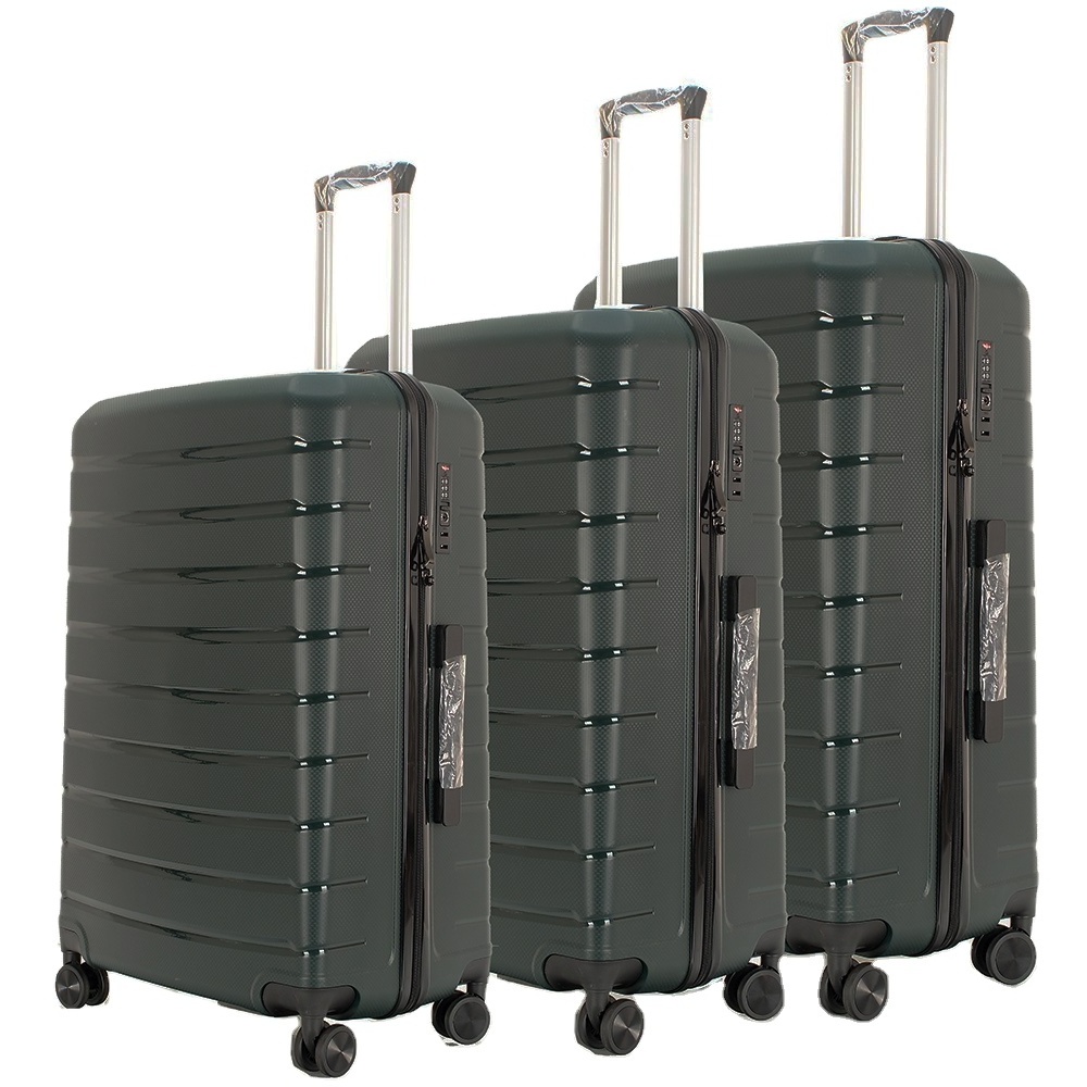 PP Luggage Set 3 Pieces High Quality Zipper / Metal Frame TSA Lock