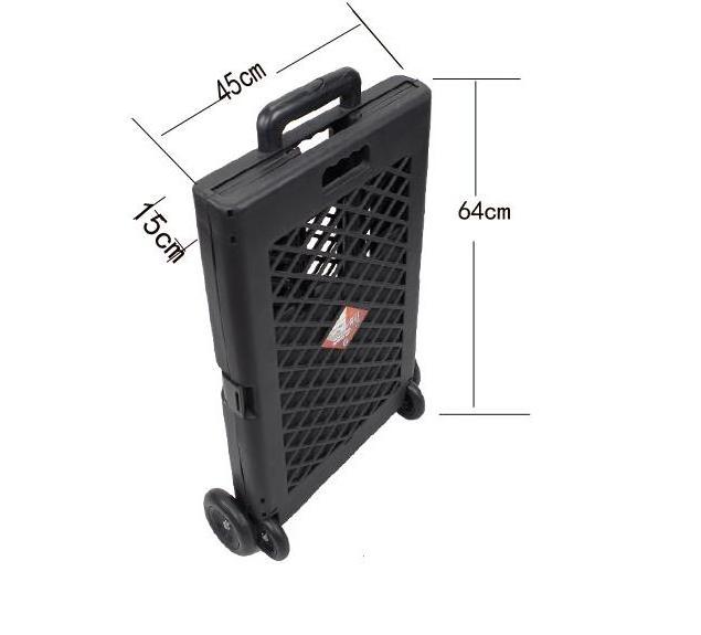 Shopping Trolley Collapsible Hand Crate Wheels Mesh 4 Wheels Daily Smart Trunk SMT012902 Rolling Utility Cart Capacity Plastic