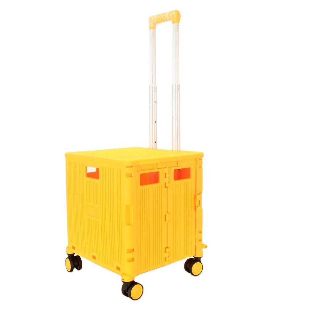 High Quality Lightweight PP Folding Storage Shopping Hand Cart Trolley Cart