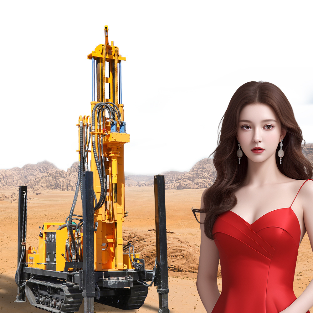 200m 300m drilling depth pneumatic DTH crawler drilling rig for water well drilling rig machine driven by diesel engine for sale