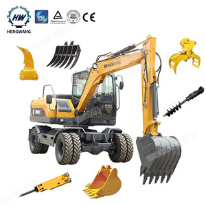 HENGWANG HWL80 rock break hammer 4wd steel tire wheel excavator for sale