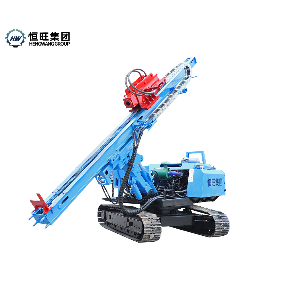 2024 Hengwang Hydraulic pressure static helical screw piles solar pile driver machine used for screw and impact pile