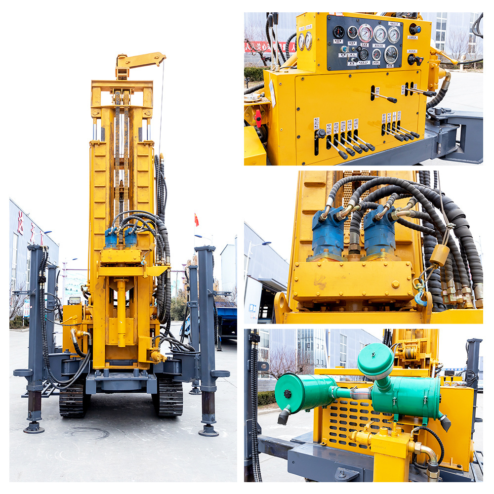 200m 300m drilling depth pneumatic DTH crawler drilling rig for water well drilling rig machine driven by diesel engine for sale