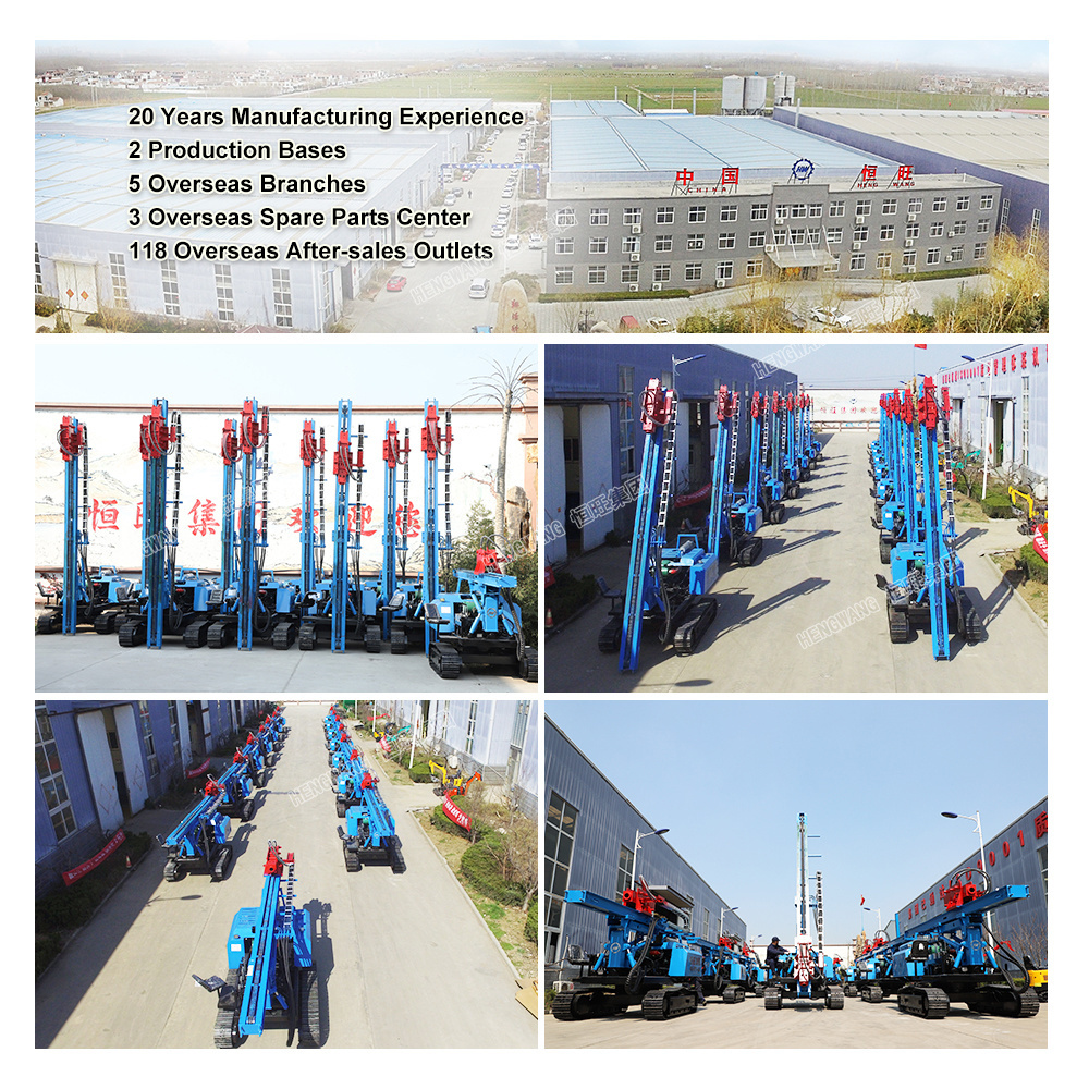 2024 Hengwang Hydraulic pressure static helical screw piles solar pile driver machine used for screw and impact pile