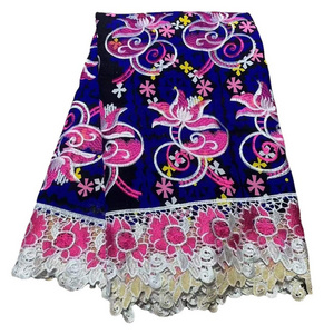 manufacture wholesale custom woven dress super silk wax ankara lace fabric with lace