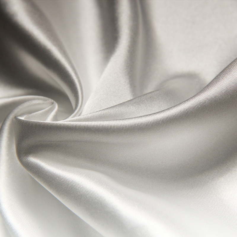 wholesale custom manufacture 50D*50D shiny stock poly polyester luxury roll duchess pure white satin fabric for curtain