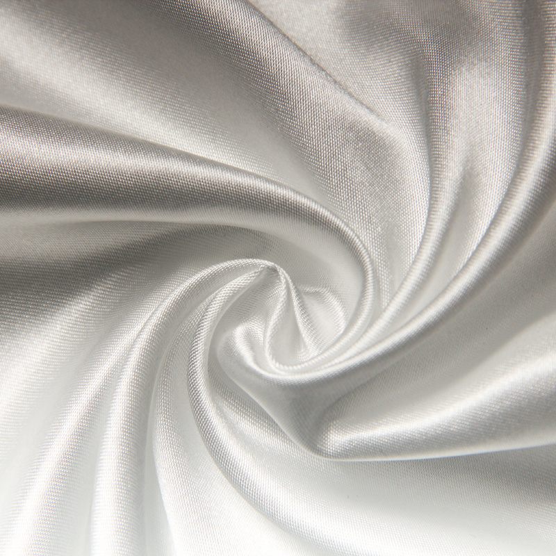 wholesale custom manufacture 50D*50D shiny stock poly polyester luxury roll duchess pure white satin fabric for curtain