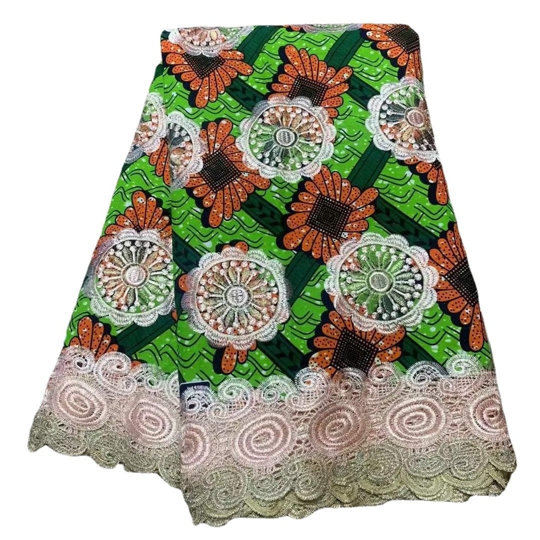 manufacture wholesale custom woven dress super silk wax ankara lace fabric with lace