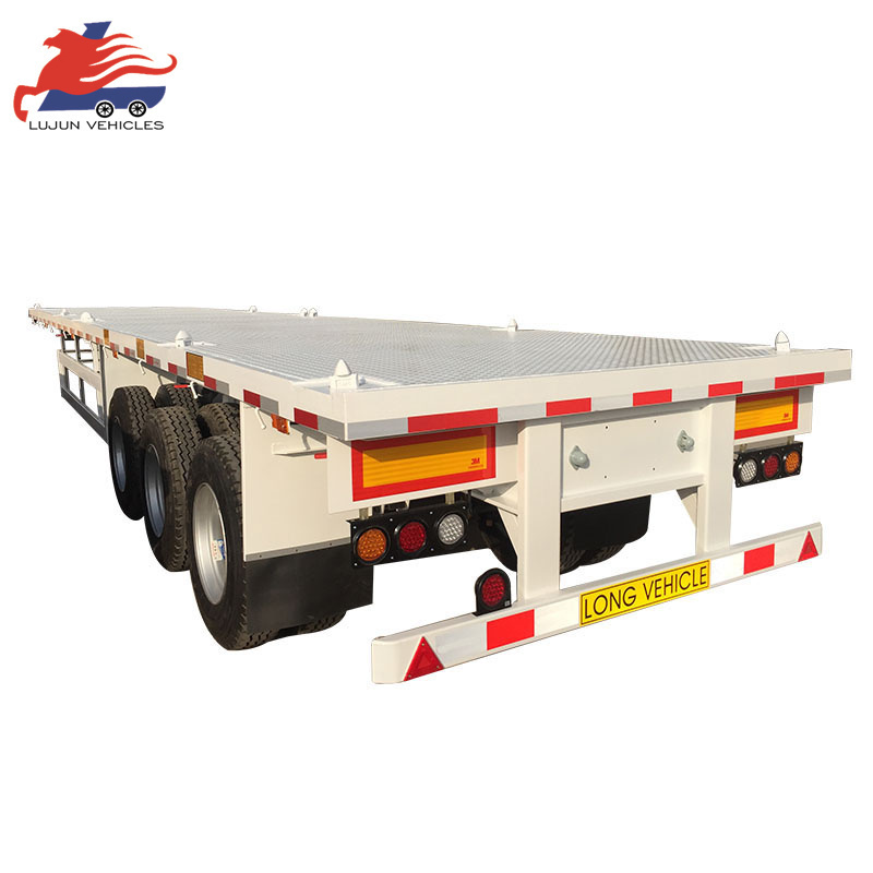 Zambia 3/Tri Axles 60 Tons 20/40 Foot FT Container Shipping Flat Deck High Bed Platform Triaxle Flatbed Truck Semi Trailer