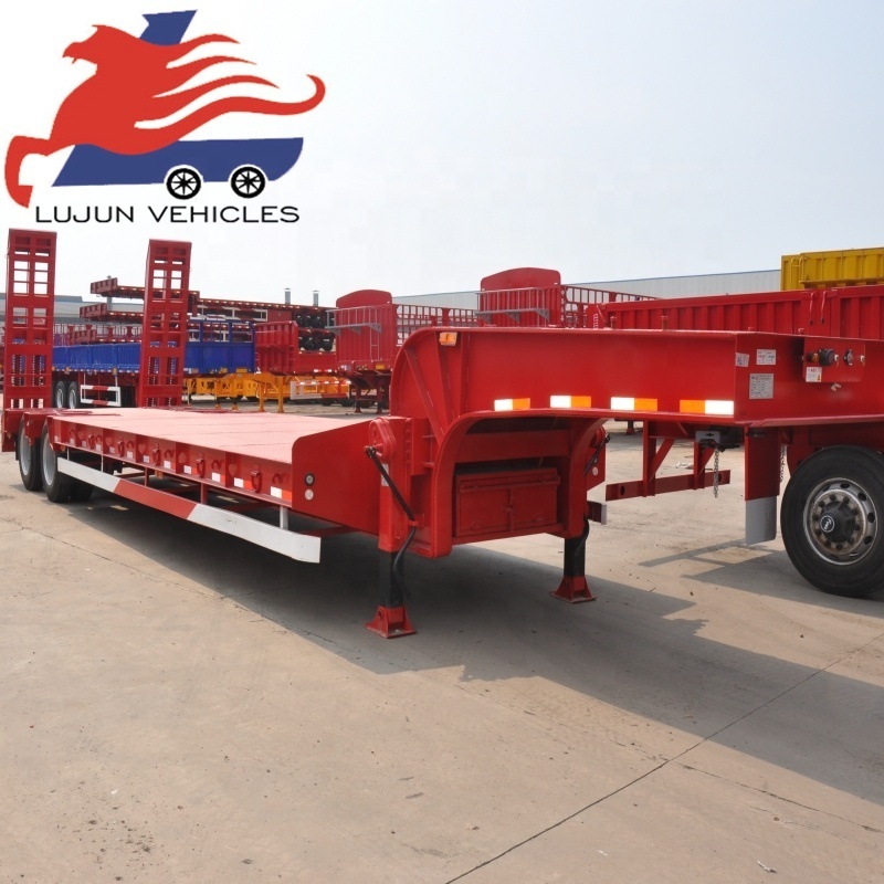 Flatbed Container Excavator Transport Semi Trailer Trucks 100ton Lowbed Truck Trailers