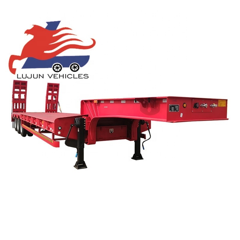 Flatbed Container Excavator Transport Semi Trailer Trucks 100ton Lowbed Truck Trailers