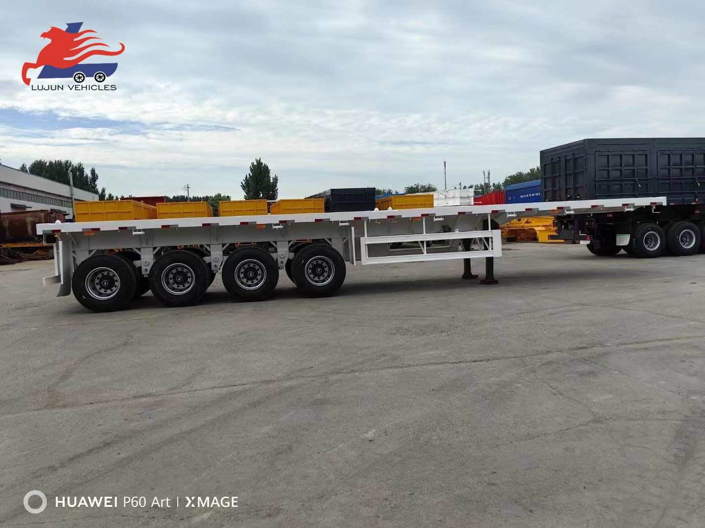 Zambia 3/Tri Axles 60 Tons 20/40 Foot FT Container Shipping Flat Deck High Bed Platform Triaxle Flatbed Truck Semi Trailer