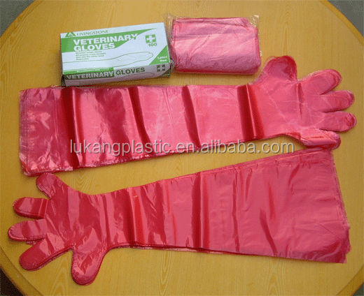 OB sleeves veterinary plastic long shoulder length poly gloves for Animal use