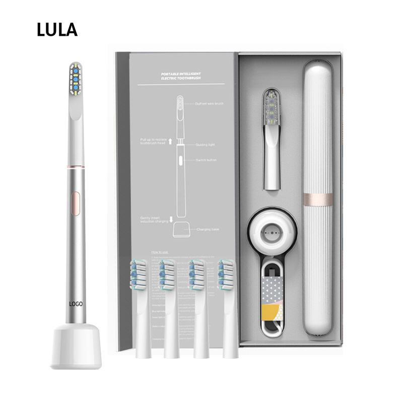 LULA OEM Electric Toothbrush Slim Aluminium Handle Wireless Charging Sonic Electric Toothbrush for Adults