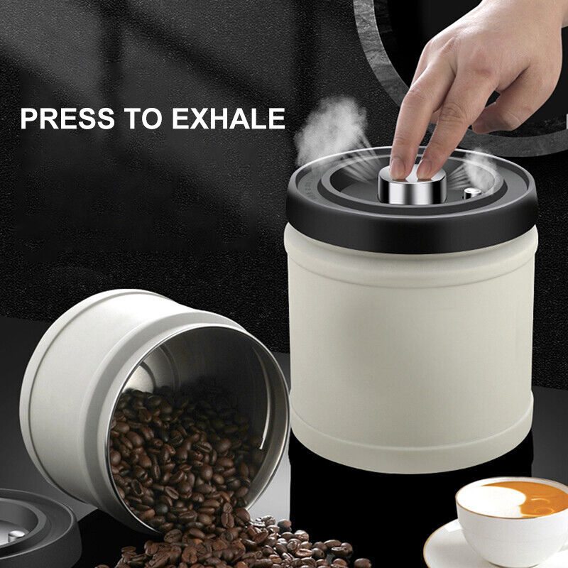 Coffee Beans Canister With Vacuum Pump Airtight Stainless Steel Storage Container Jar For Food Storage Container