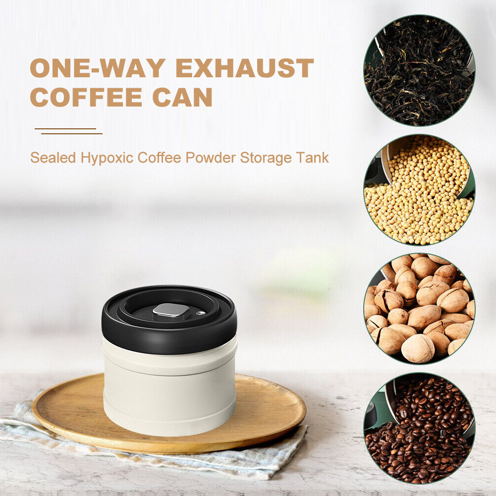 Coffee Beans Canister With Vacuum Pump Airtight Stainless Steel Storage Container Jar For Food Storage Container