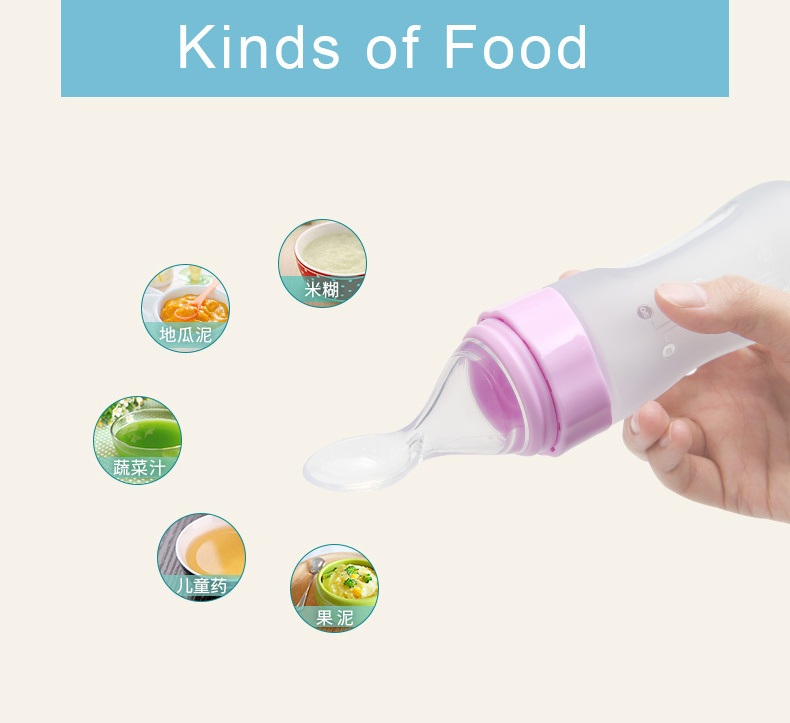 LULA Silicone Squeeze Spoon Food Dispenser Travel Infant BPA Free Baby Bottle Spoon Feeder