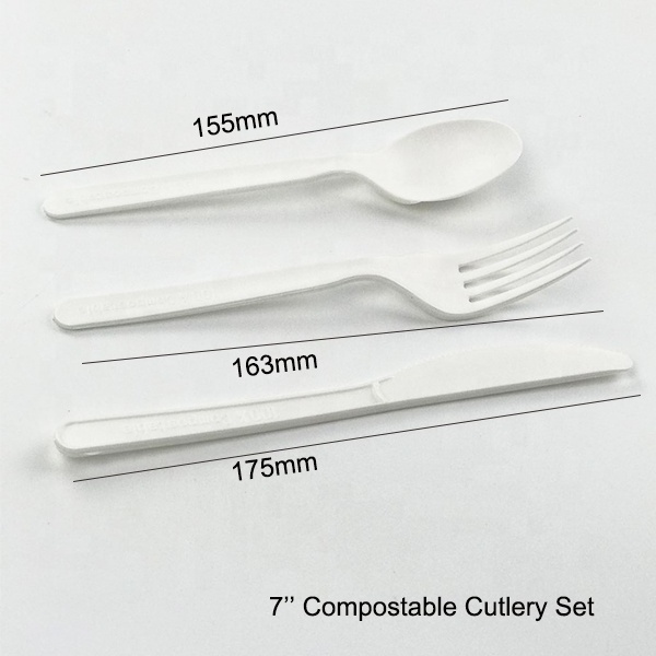 LULA Custom Made Brand Names Plastic Disposable Set Cutlery Eco-friendly Cornstarch Biodegradable Knife Spoon Fork CPLA Utensils