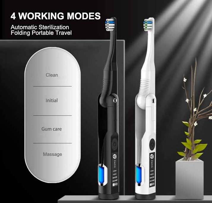 Wholesale OEM Custom Mini UV Sterilization Foldable Travel Electric Toothbrush