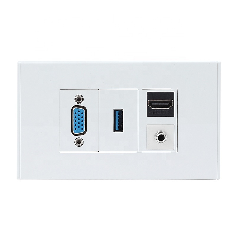 Faceplate Panel with short cable Component Video Audio Wall Plate With USB rj45 VGA Ports Wall Socket