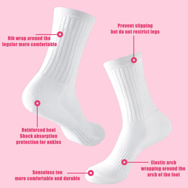 high quality anti slip crew ankle wholesale funny football designer compression cotton grip custom sport men's pink socks