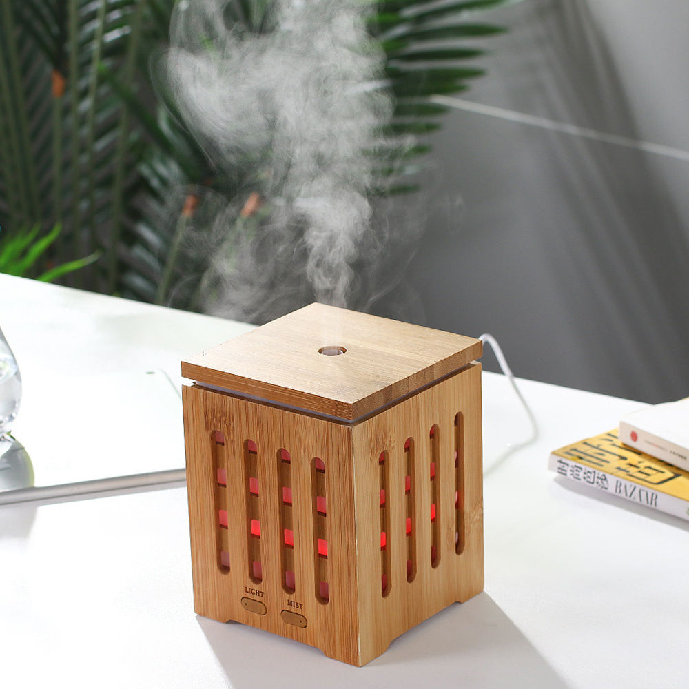 New Design Humidifier Oil Diffuser Factory Top Seller Ultrasonic Aroma Diffuser 200ml Real Bamboo Mini Humidifier