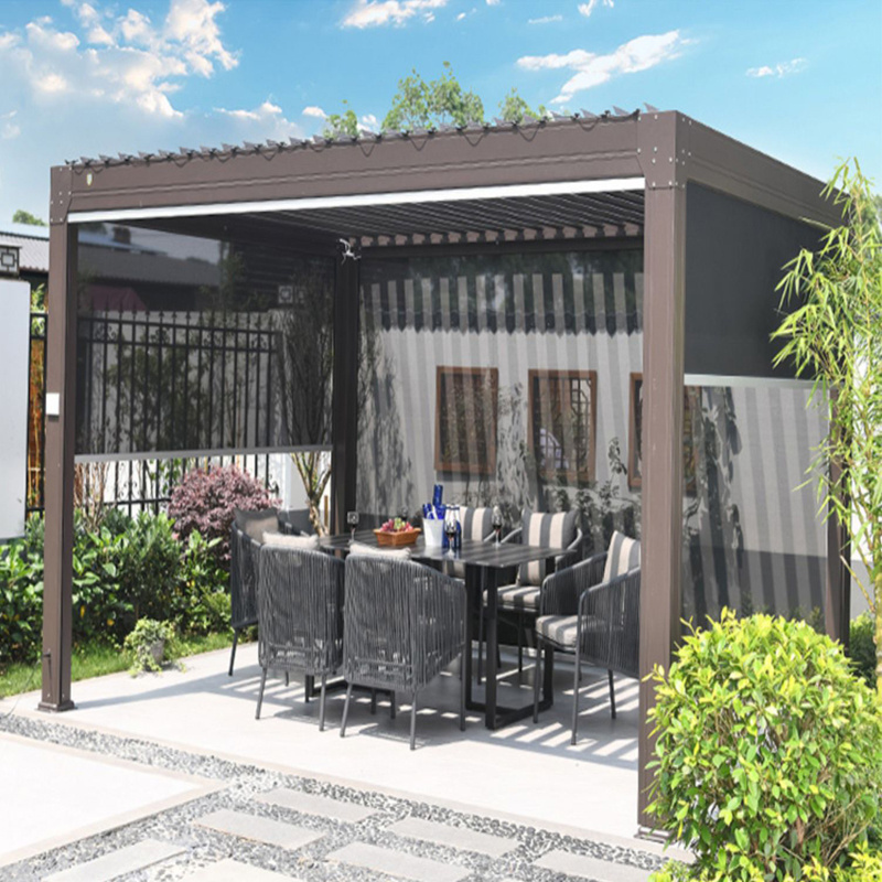 Bioclimatic aluminum pergola folding retractable sliding roof system