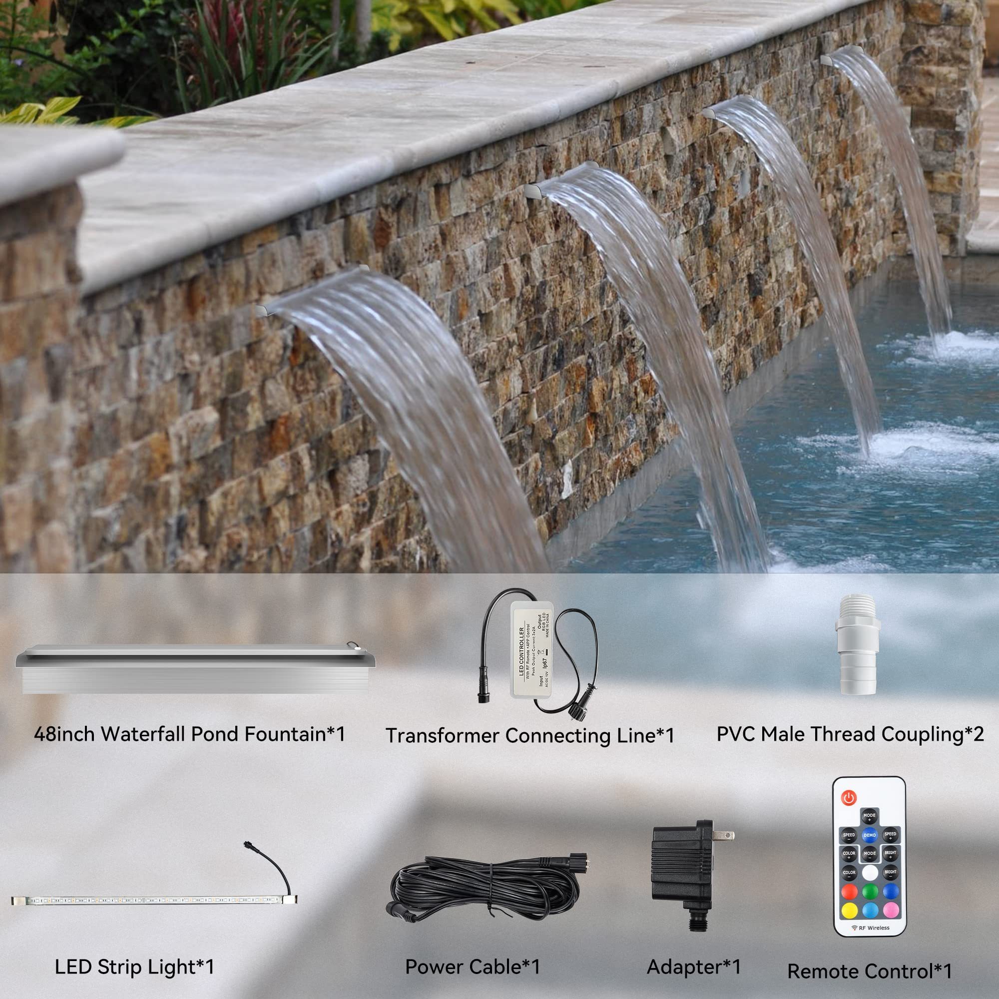 Garden Water Curtain Fountain Pump Stainless Steel Outdoor Swimming Pool Waterfall