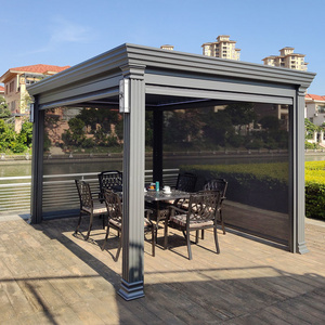 3X3m 3x4m Wall Mounted Aluminum Pergola Motorized Gazebo Outdoor Opening louver roof