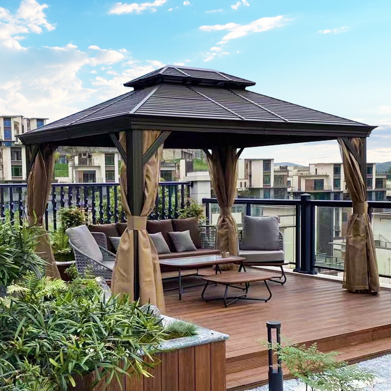 Multifunctional pergola hardtop furniture patio waterproof metal roof aluminium outdoor gazebos