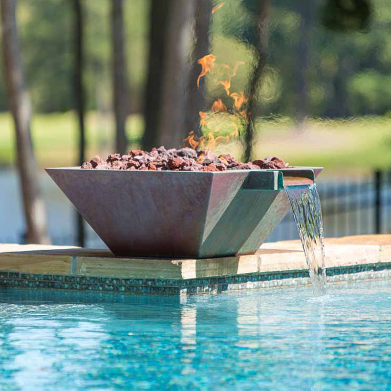 Swimming Pool Gas Fire Pit Water Bowl Tempe Copper Round Fire Bowl Gas