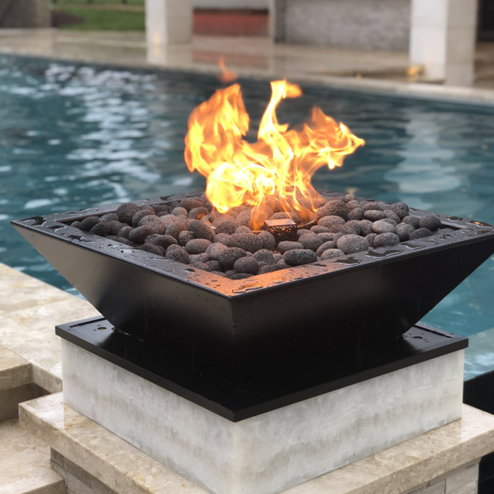 Swimming Pools Fire Bowl Outdoor Corten Steel Water Feature Gas Fire Pit