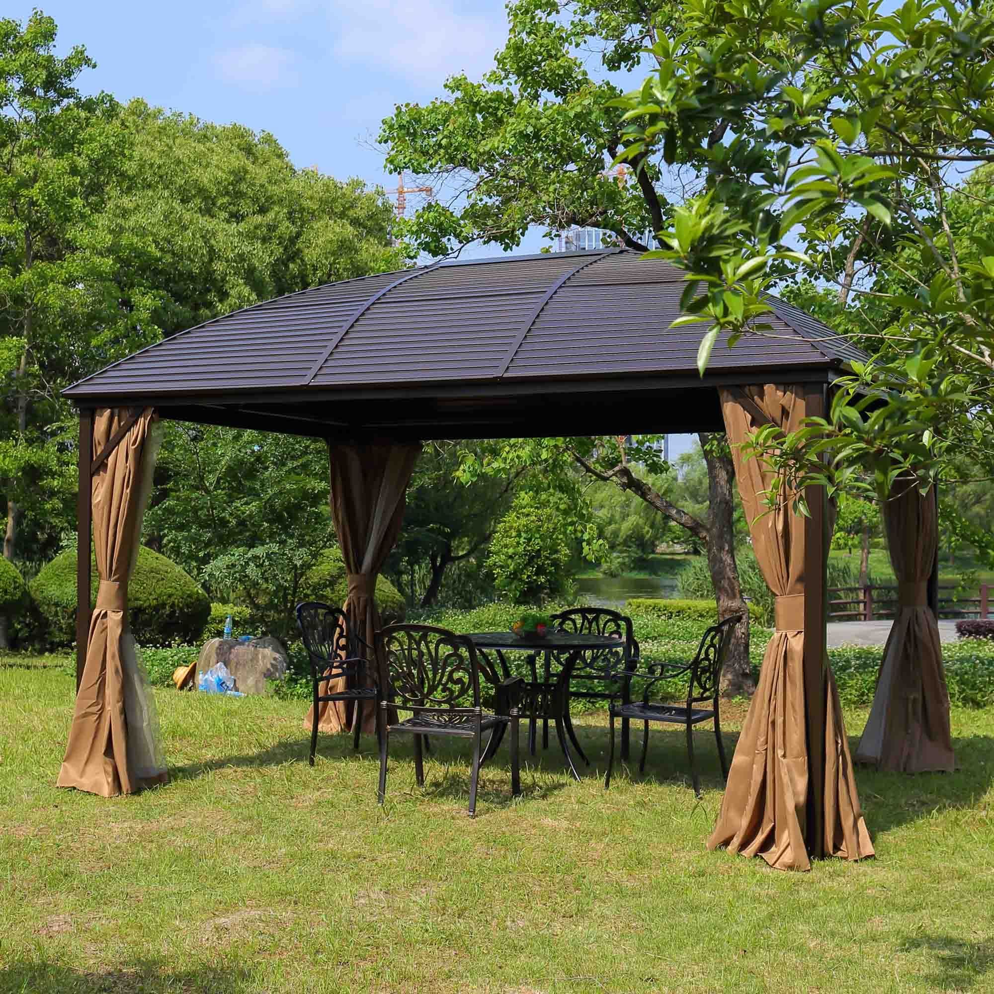 Luxury modern outdoor pergola aluminium waterproof hardtop metal gazebo 14 x 20 12x20