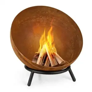 Custom 24Inch Corten Steel Fire Bowl Wood Burning Outdoor Fire Pit