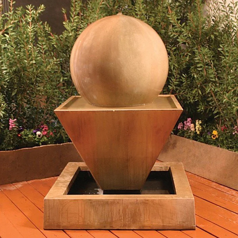 Garden Ornaments Sphere Statue Stainless Steel Water Round Ball Fountain