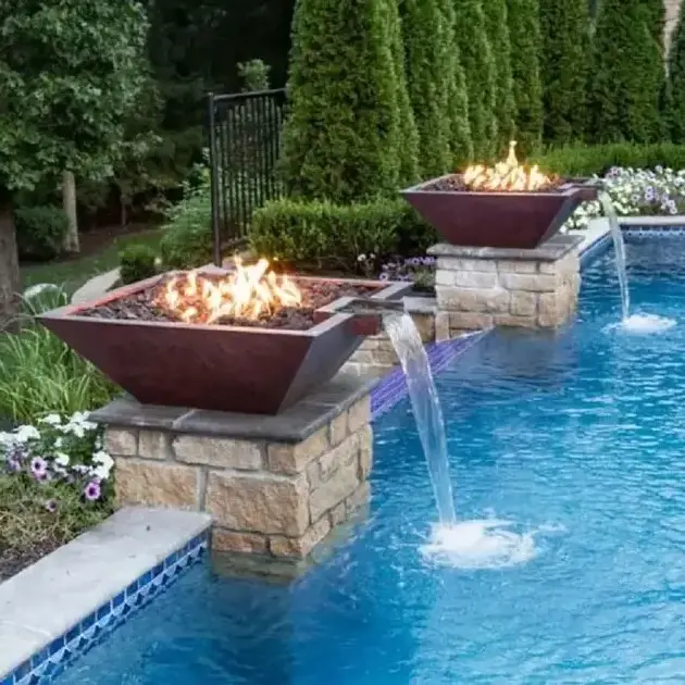 Swimming Pool Gas Fire Pit Water Bowl Tempe Copper Round Fire Bowl Gas